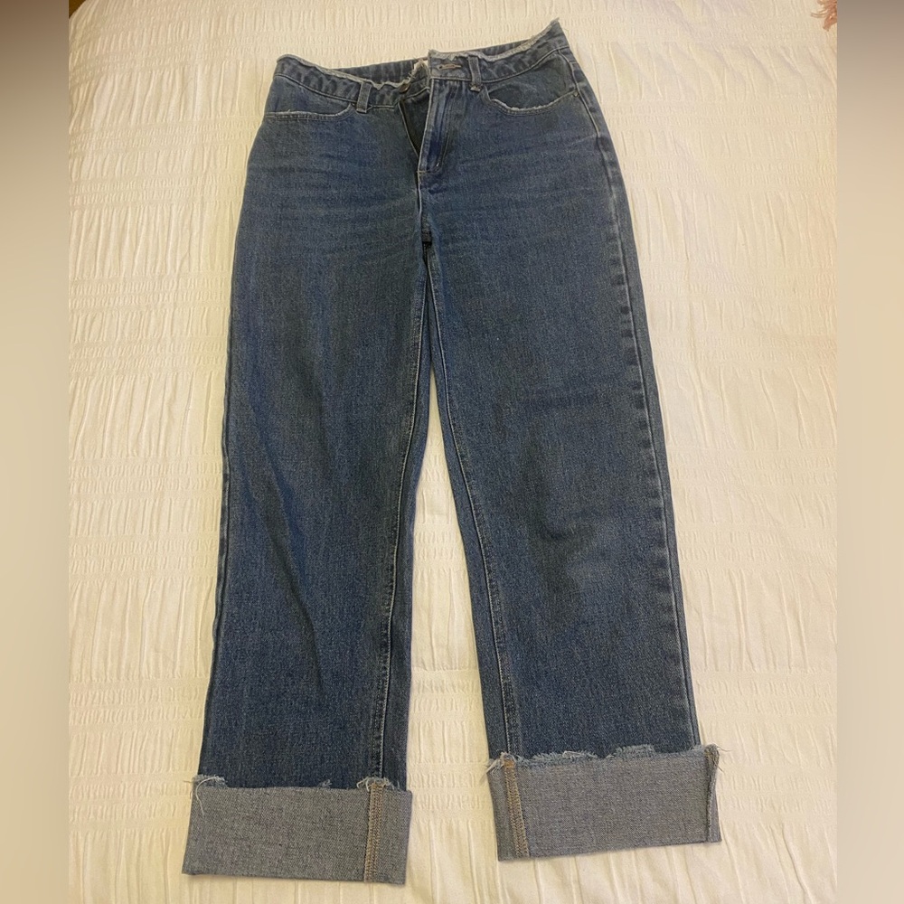 Oak + Fort cuffed wide leg denim